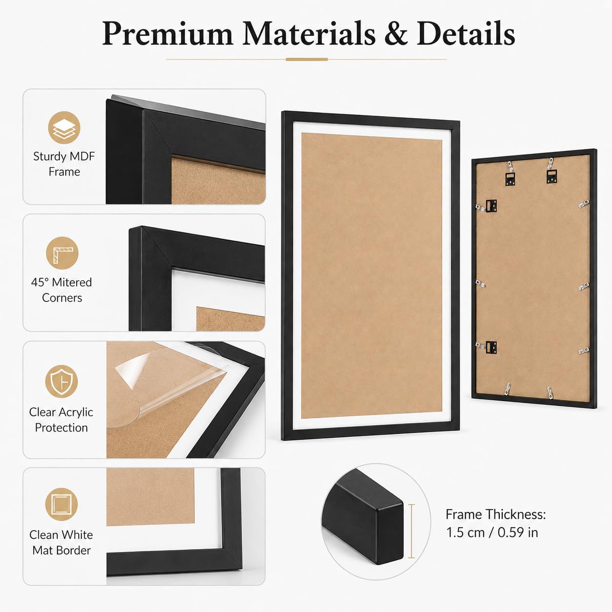 ARTGOTO 15.7x27.5inch/40x70cm Large Diamond Art Painting/Paint by Numbers MDF Picture Frames,Display 35x65cm with Mat or 40x70cm Without,Horizontal & Vertical Wall Hanging for Puzzles,Photos,Posters