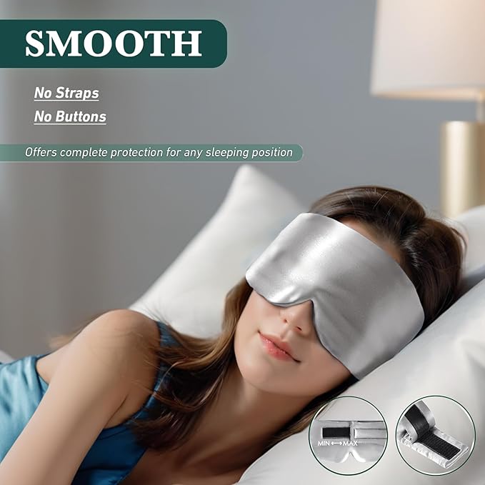 Joyhabit Silk Sleep Mask for Women and Men, Silver Gray, Luxurious Comfort for Relaxation & Beauty Sleep, Ultra Soft & Breathable, Protects Hair & Skin
