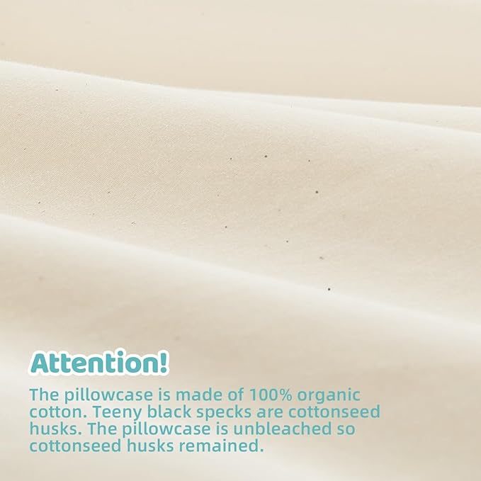 LOFE Organic Kids Pillow with Pillowcase - 16x22 Toddler Pillow with 100% Organic Cotton Shell, 2 Pack Adjustable Loft Youth Pillow, Machine Washable Organic plilow, Soft, Perfect for Kids&Youth