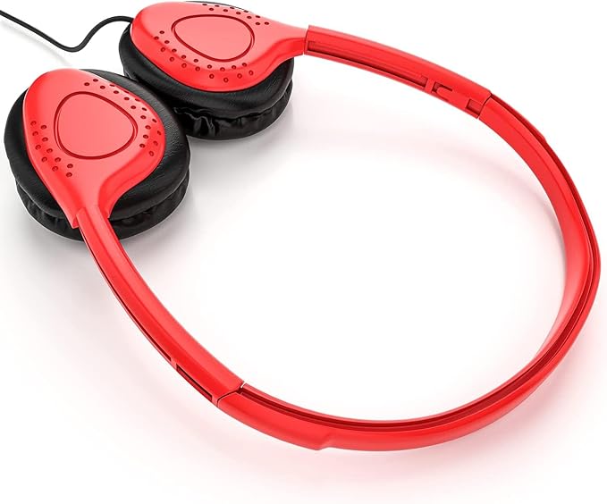 Maeline Bulk Headphones On-Ear Wired Headphones Adjustable Headband with Soft Faux Leather Cushions for School Classrooms, Libraries, Travel - 3.5mm Plug - 10 Pack - Multicolor