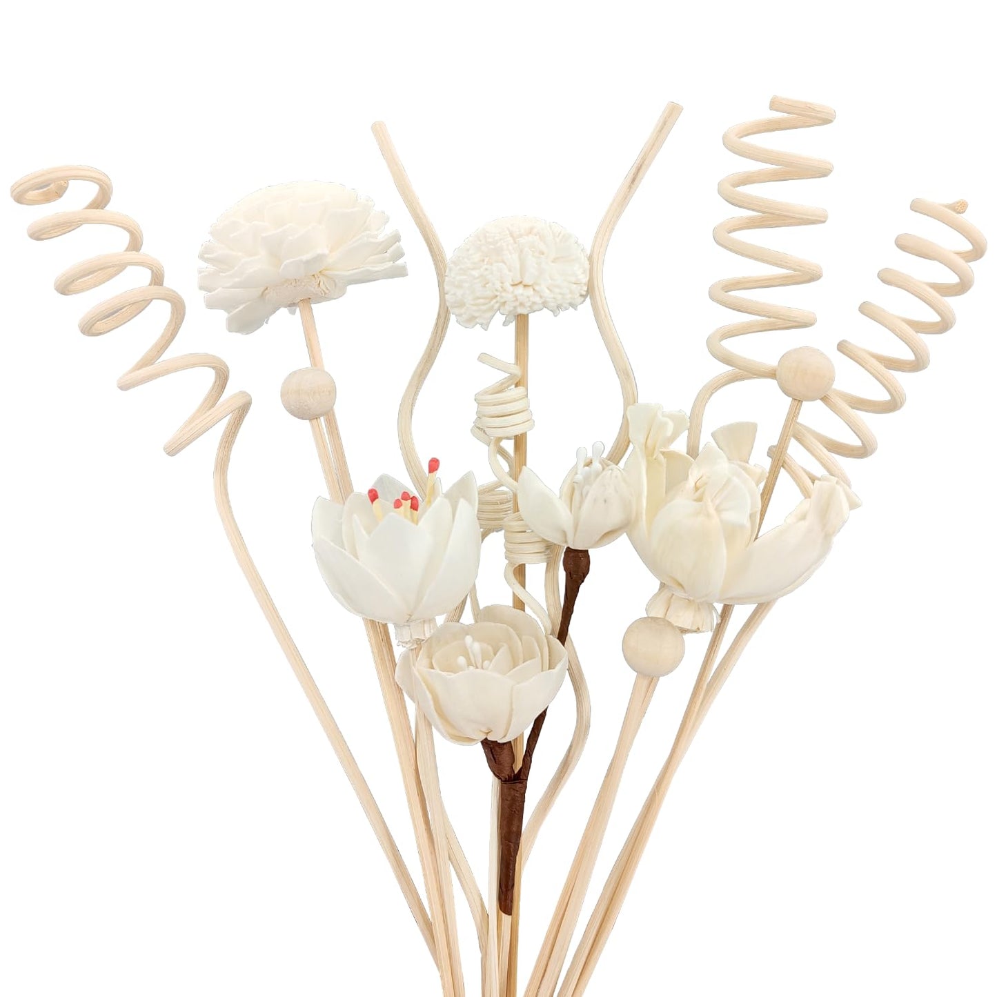 15 Reed Diffuser Sticks, Natural Paper & Floral Rattan Reed Sticks, Bathroom Reed Diffuser Set for Home, Office, Bedroom Decor