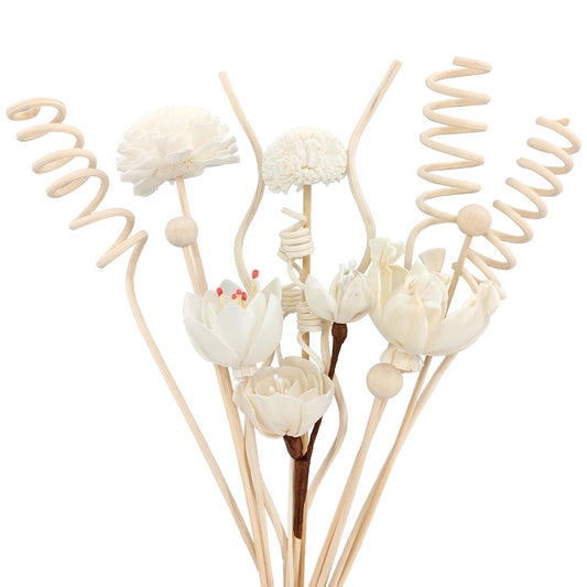 15 Reed Diffuser Sticks, Natural Paper & Floral Rattan Reed Sticks, Bathroom Reed Diffuser Set for Home, Office, Bedroom Decor