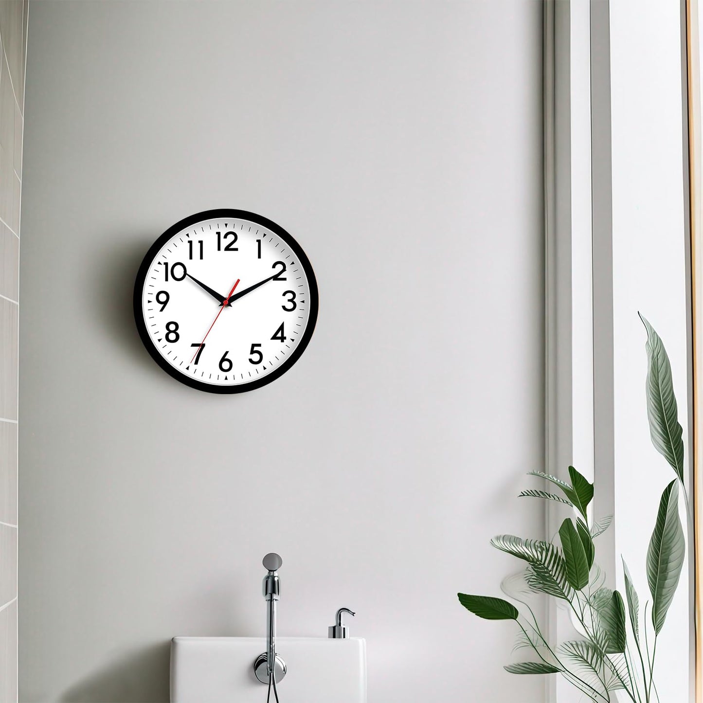 DAXSMY 14 Inch Wall Clock Large Battery Operated Big Silent Non Ticking Analog Clock Decorative for Living Room Office Kitchen Outdoor Classroom Bedroom Bathroom School(Black)