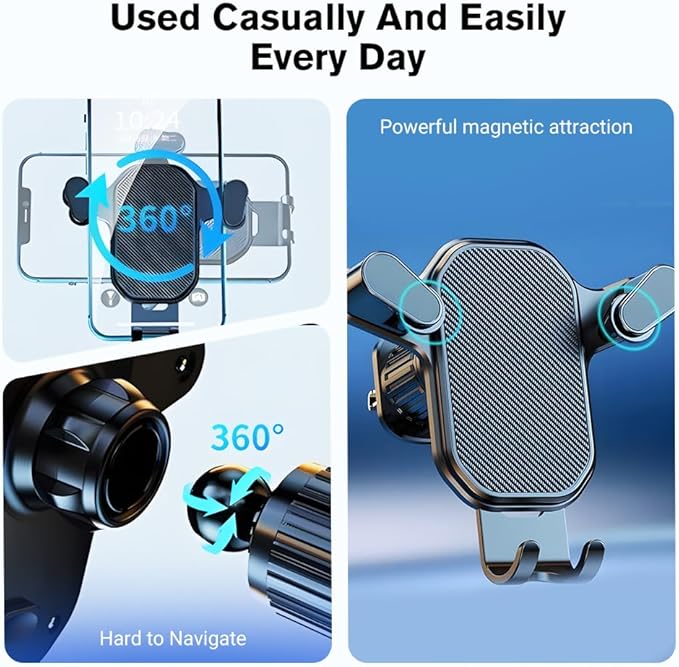 PVZXR Air Vent Car Phone Mount Holder,2026 New Wider Clamp & Metal Hook Car Phone Holder Vent [Thick Cases Friendly] Phone Holders for Your Car Mount Automobile Hands Free Cradle Air Vent (A-2PCS)