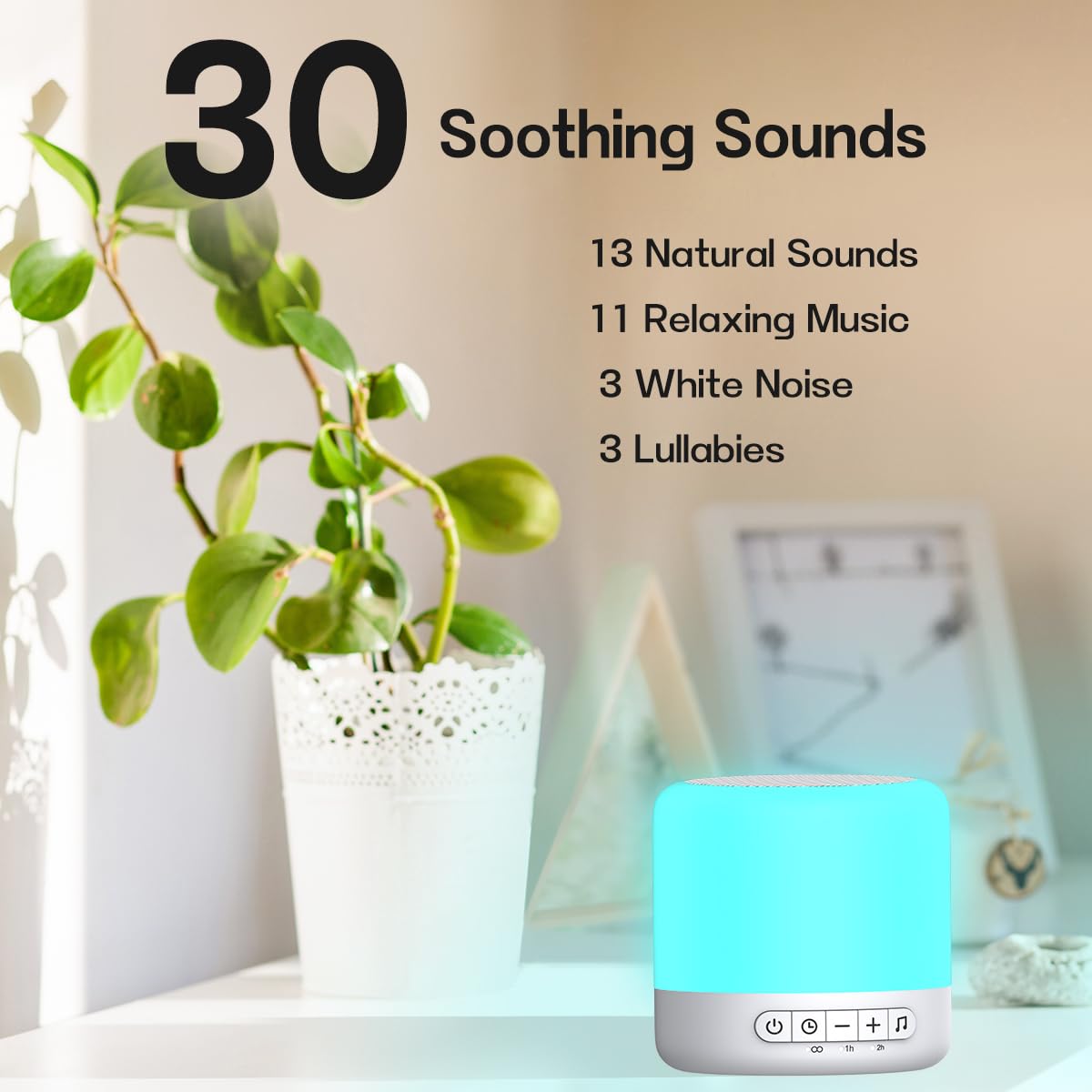 Easysleep Optical Lamps Sound Machine Baby White Noise Machine for Sleeping with 30 Soothing Sounds 12 Night Light,Timers, App Remote Control,Night Light Sleep Machine for Nursery Kid