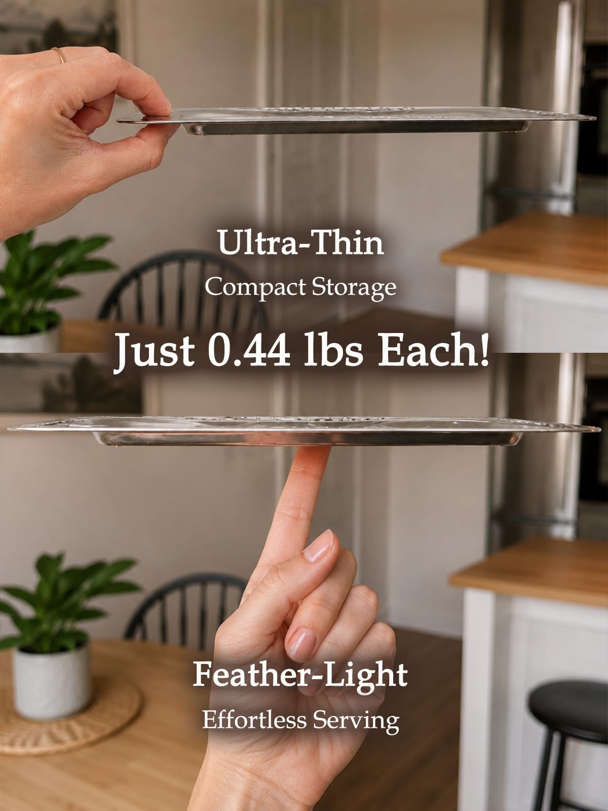 4-Pack Silver Serving Trays Set - ZENOVLUX Lightweight Bow Floral Engraved Mirror Decorative Tray, 13.8" x 8.7" Wedding Party Platters for BBQ, Food, Appetizer, Charcuterie, Cookies, Desserts