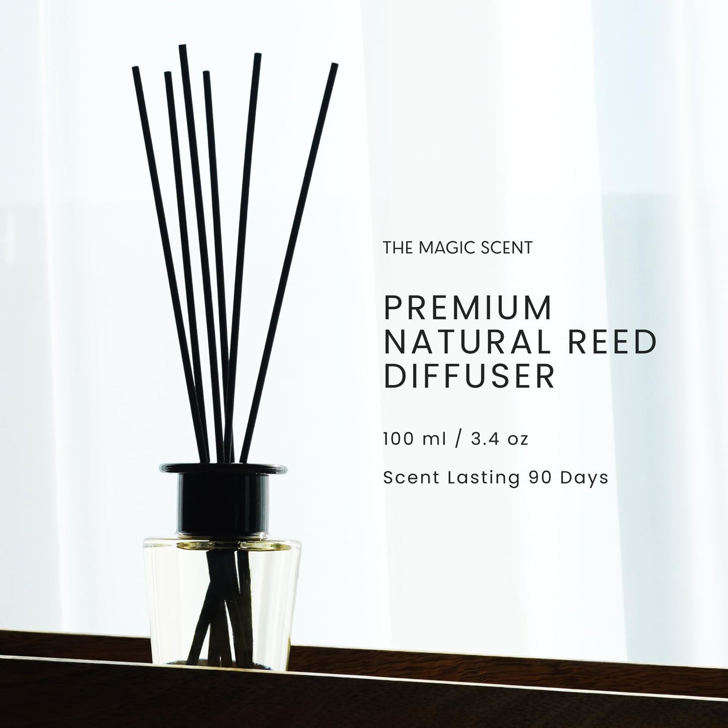 The Magic Scent White Tea Reed Diffuser for Home - Luxury Decorative Scent Diffuser with Premium Fiber Reeds for Lasting Gentle Dispersal - Natural, Toxin-Free Aroma Inspired by a Tranquil Spa