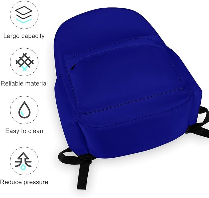 Navy Blue Backpack Adult Travel Daybag for Women Men College Backpack for Vacation Hiking Camping Bag