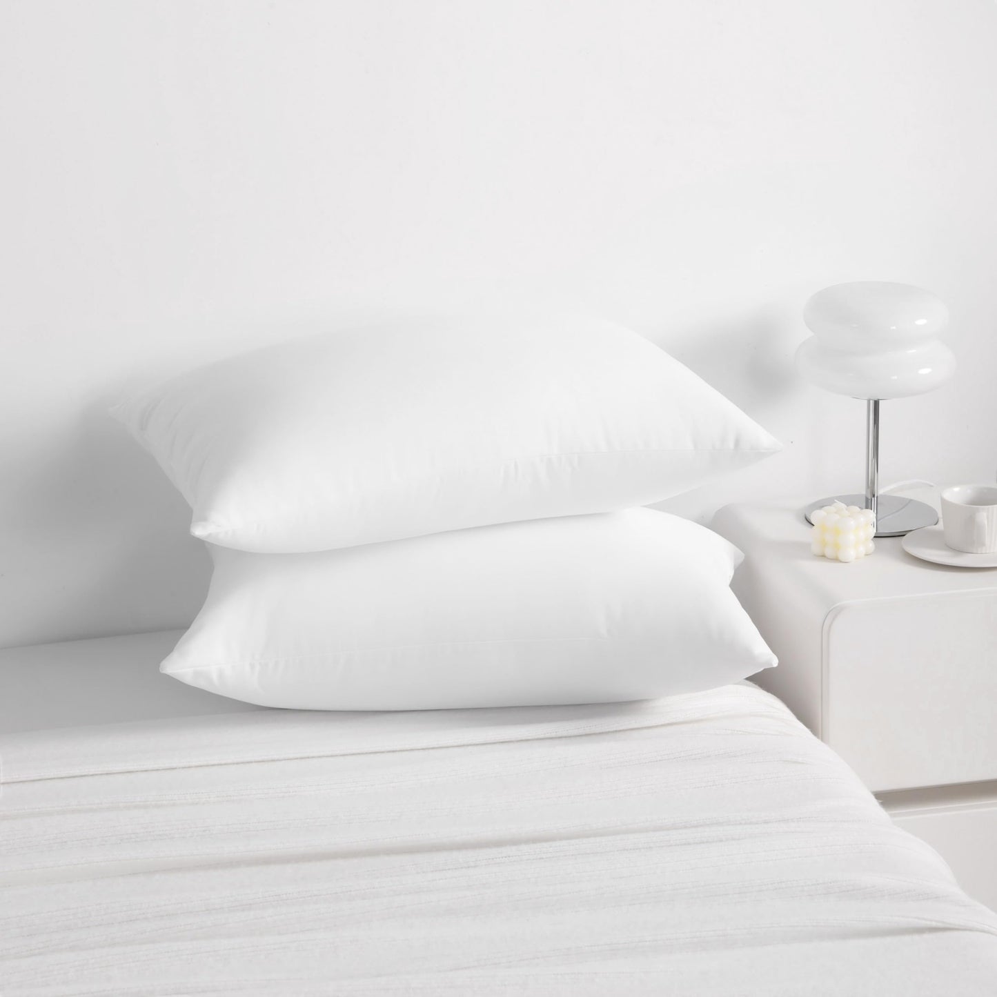 NTBAY Down Alternative Bed Pillows, Standard Size Set of 2, Machine Washable Soft Pillow for Back, Stomach or Side Sleepers, Soft Hotel Collection Pillows for Sleeping, White