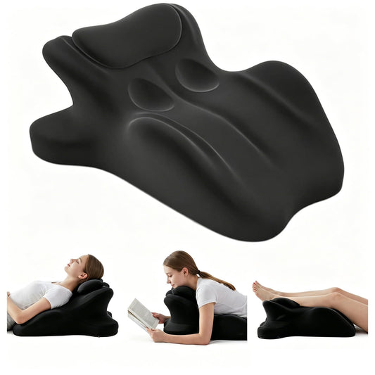 RSN Ergonomic Foam Wedge Pillow, 27° Angled Support for Neck and Waist, Multi-Position Support Pillow (Black)