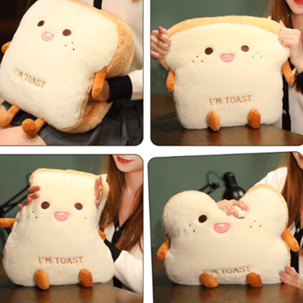 OUKEYI Toast Bread Plush Pillow, Brown, 15.7'' x 13.7'' x 5''