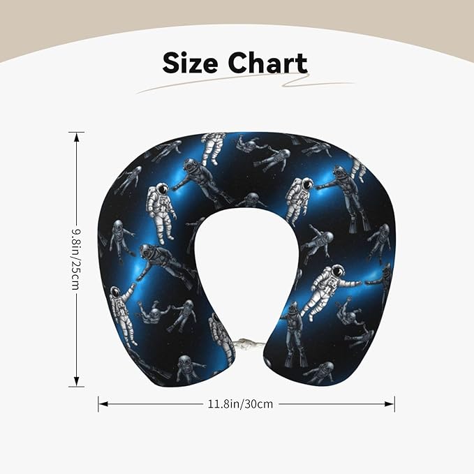 Memory Foam Airplane Pillow Astronaut and Scuba Diver Art for Car Chin Head Neck Supporting, U Shape Pillows Travel Cushion for Office, Nap Sleeping