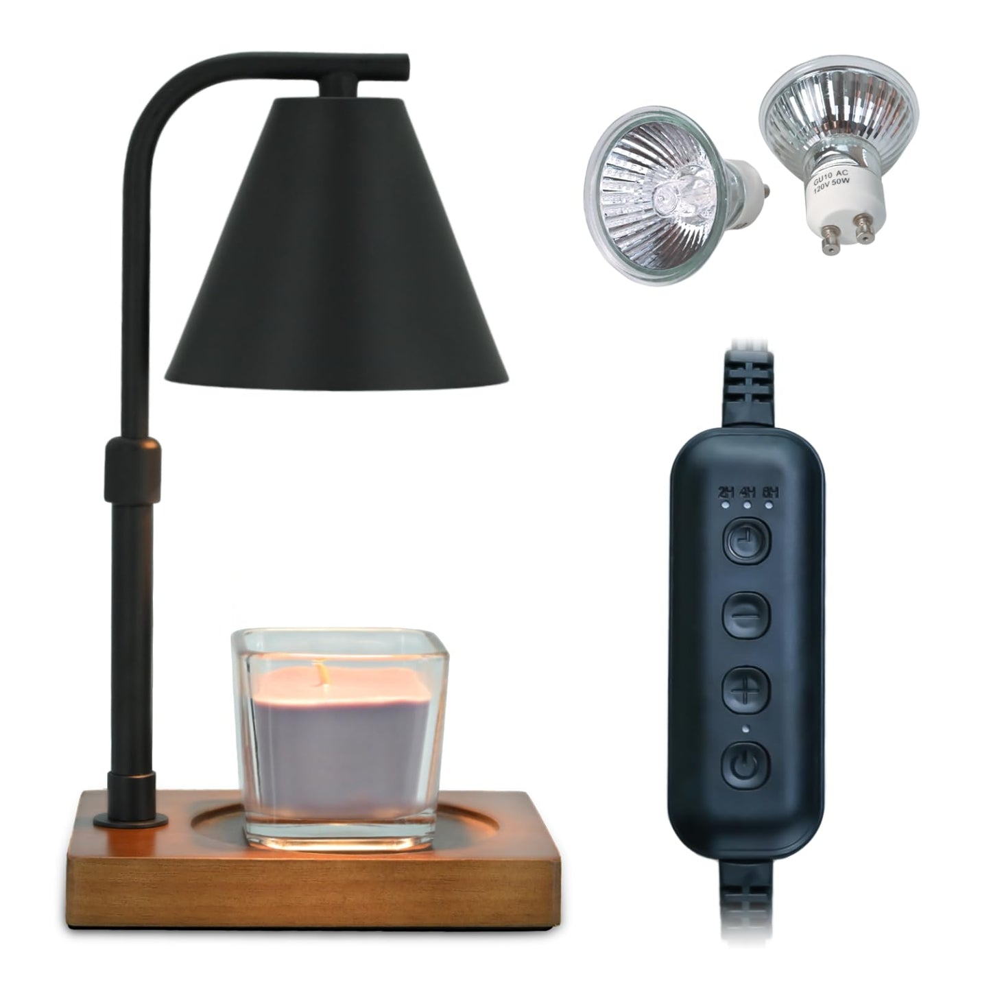 Candle Warmer Lamp with Timer for Women Candle Warmer Height Adjustable, House Warming Gifts New Home Decor, Wax Melt with 2 Bulbs 1-Black