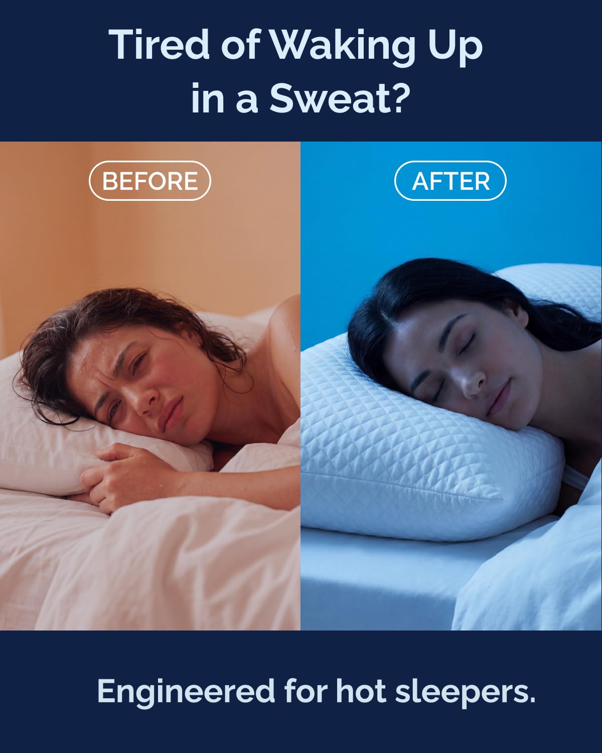 Cooling Pillow Queen Size - 100% Rayon Derived From Bamboo - Double-Sided Cooling Bed Pillow for Hot Sleepers - Adjustable Shredded Memory Foam - Soft or Firm Support for Side, Back & Stomach Sleepers