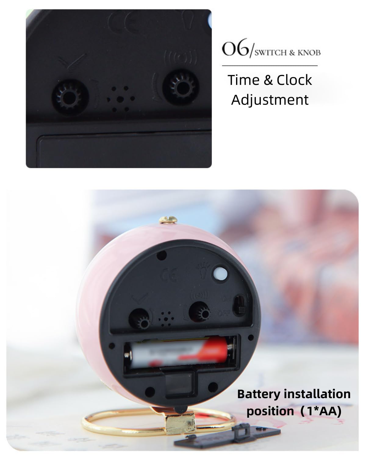 COSCTOR 3 Inches Analog Alarm Clocks Retro Backlight Cute Simple Design with Night Light Silent Non-Ticking Battery Operated [Purple]