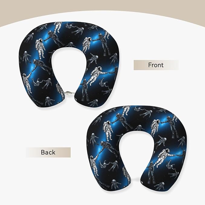 Memory Foam Airplane Pillow Astronaut and Scuba Diver Art for Car Chin Head Neck Supporting, U Shape Pillows Travel Cushion for Office, Nap Sleeping
