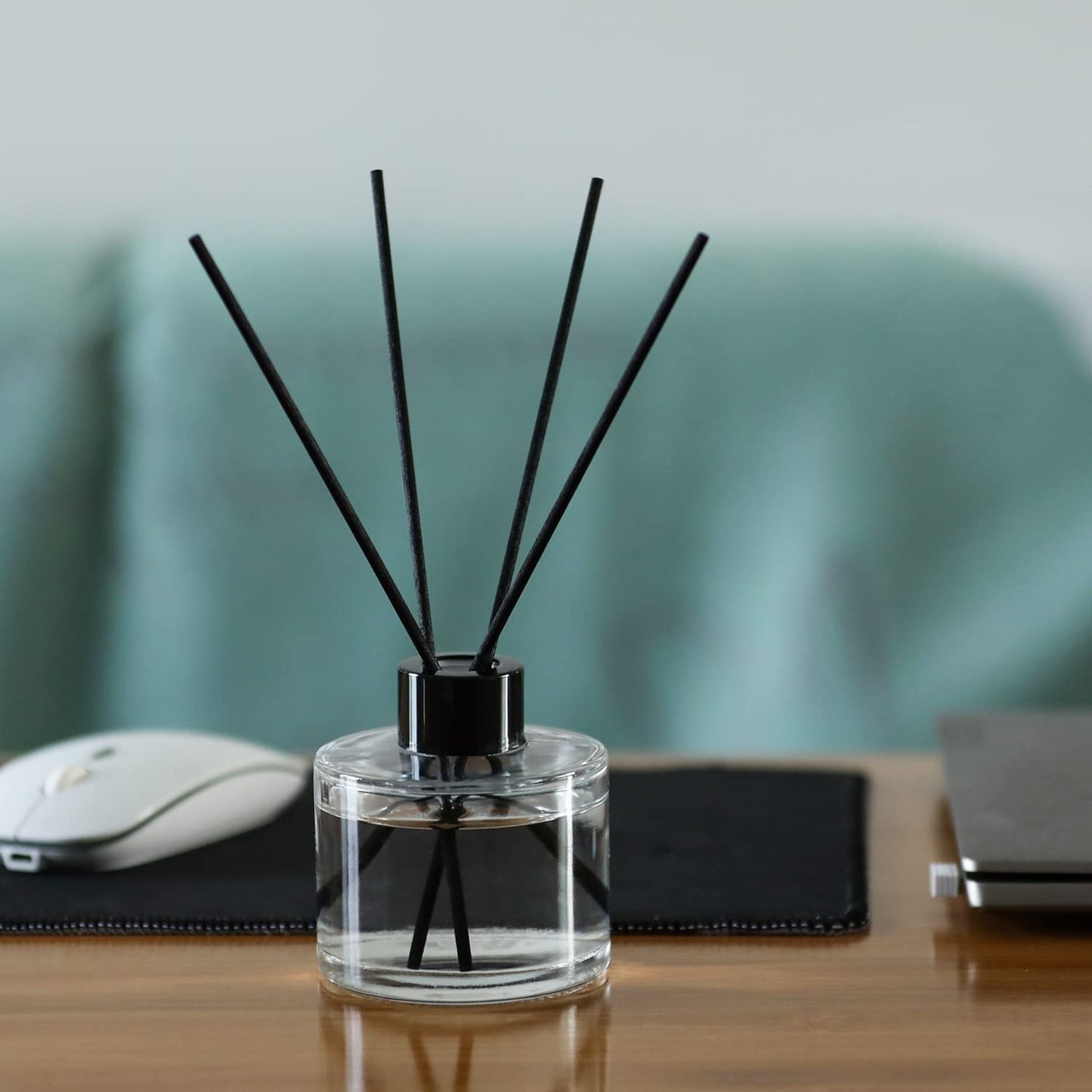 Agidea 4PCS Fragrance Glass Diffuser Bottles, Refillable Diffuser Bottles with 20pcs Reeds Sticks & Black Caps & Funnel, Diffuser Jars for Home Oil Fragrance Decoration Girl Women Gift (100ML)