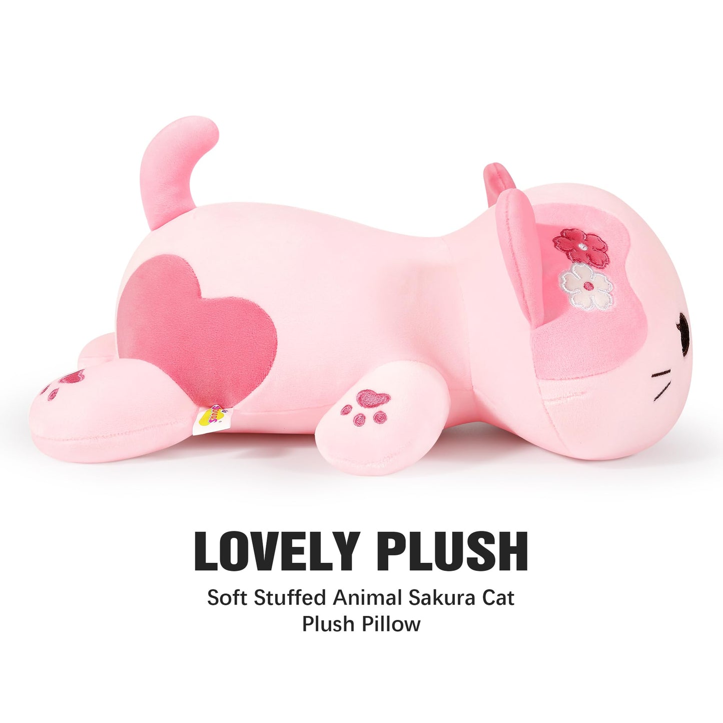Onsoyours Original Sakura Cat Plushies Cute 20 inch Plush Toy Kitten Stuffed Animal Soft Pillow Kawaii Kitty Plushie Gift for Kids & Adults (Sakura Cat, 20")