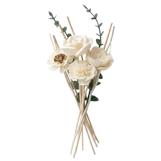 Flower Reed Diffuser Sticks Set of 12, Handmade Sola Wood Flowers with Faux Eucalyptus Stems, Reed Diffuser Sticks for Home Fragrance, Bathroom Aromatherapy & Decoration