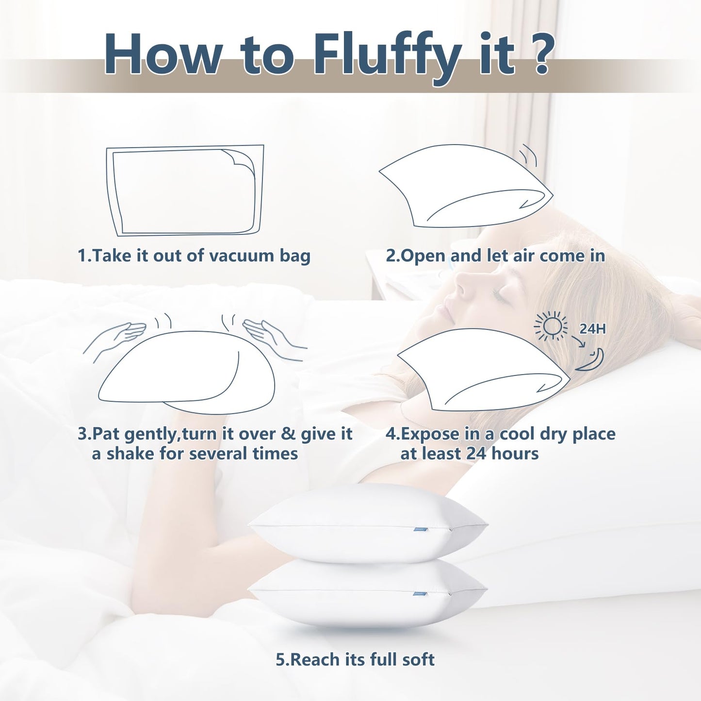 CozyLux Soft Supportive Bed Pillows for Side and Back Sleepers, Oeko-Tex Certified Down Alternative Filling, Hotel Quality Fluffy Sleeping Pillow, White, King - 19" x 34", 2 Pack