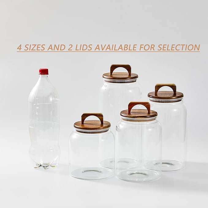 Sweejar Glass Jars for Laundry Room Organization, 90 ounce Laundry Pods Container, Glass Food Storage Jars with Airtight Lid, 2 Pack, Press Lid