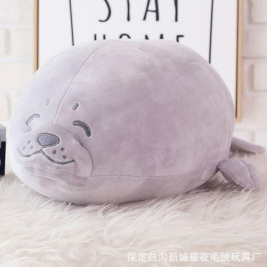 OUKEYI Seal Pillow, Chubby Seal Plush Pillow Stuffed Cotton Plushies Animal Toy Cute Ocean Pillow for Bed Sofa, Kids Gifts for Birthday,Valentine,Christmas 15.7" (Grey)