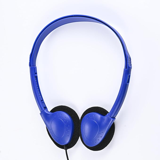 CN-Outlet 25 Pack Classroom Headphones Bulk for Kids School Class Set Headsets for Students Teens Toddler Children and Adults, Wholesale Wired Earphones-Upgrade (Dark Blue, 25 Pack)