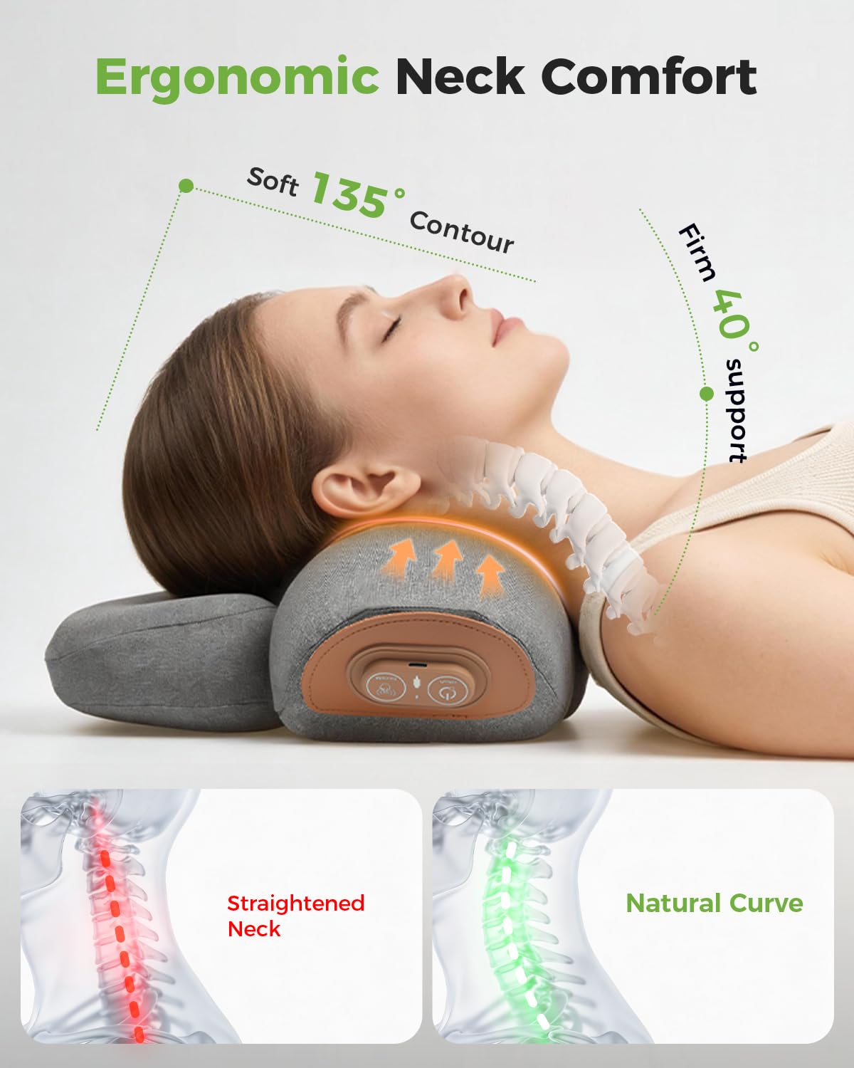 swancode 3-in-1 Neck Massager Pillow for Pain Relief Deep Tissue with Heat, Cordless & Rechargeable Massager with Traction for Neck Hump & Shoulder Comfort, Memory Foam Pillow(Corded)
