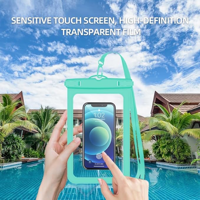 [Up to 6.9" 2 Pack Waterproof Phone Pouch Case,Waterproof Phone Bag for iPhone 17 16 15 14 13 Pro Max Plus Galaxy S25 S24 Ultar Plus+,IPX8 Cellphone Dry Bag Beach Travel Essentials-Green