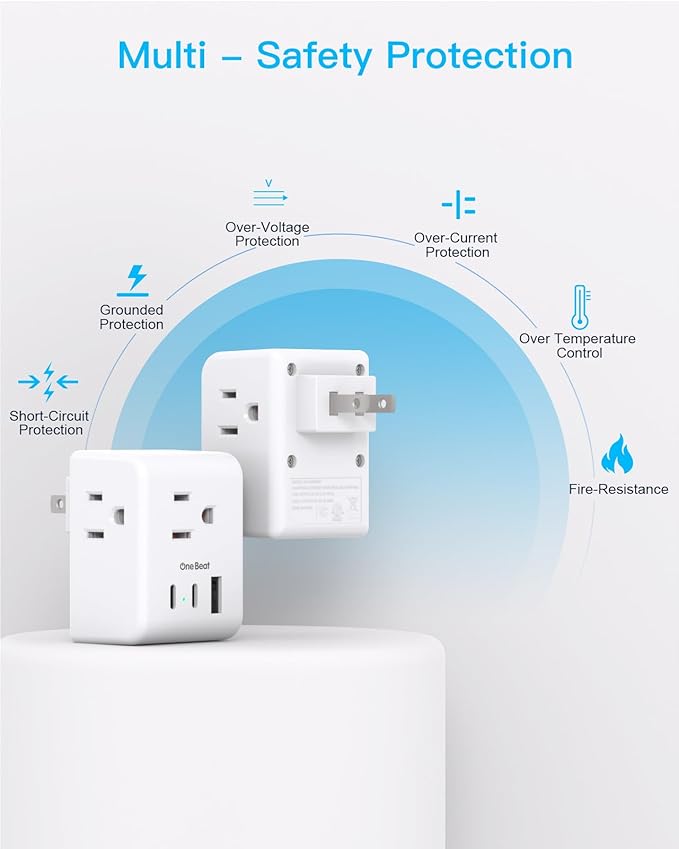 2 Pack US to Japan Plug Adapter, 2 Prong to 3 Prong Outlet Adapter with 3 Outlets 3 USB Ports(2 USB C), Type A Travel Power Converter Plug Adaptor for USA to Japanese Canada Mexico Philippines Peru