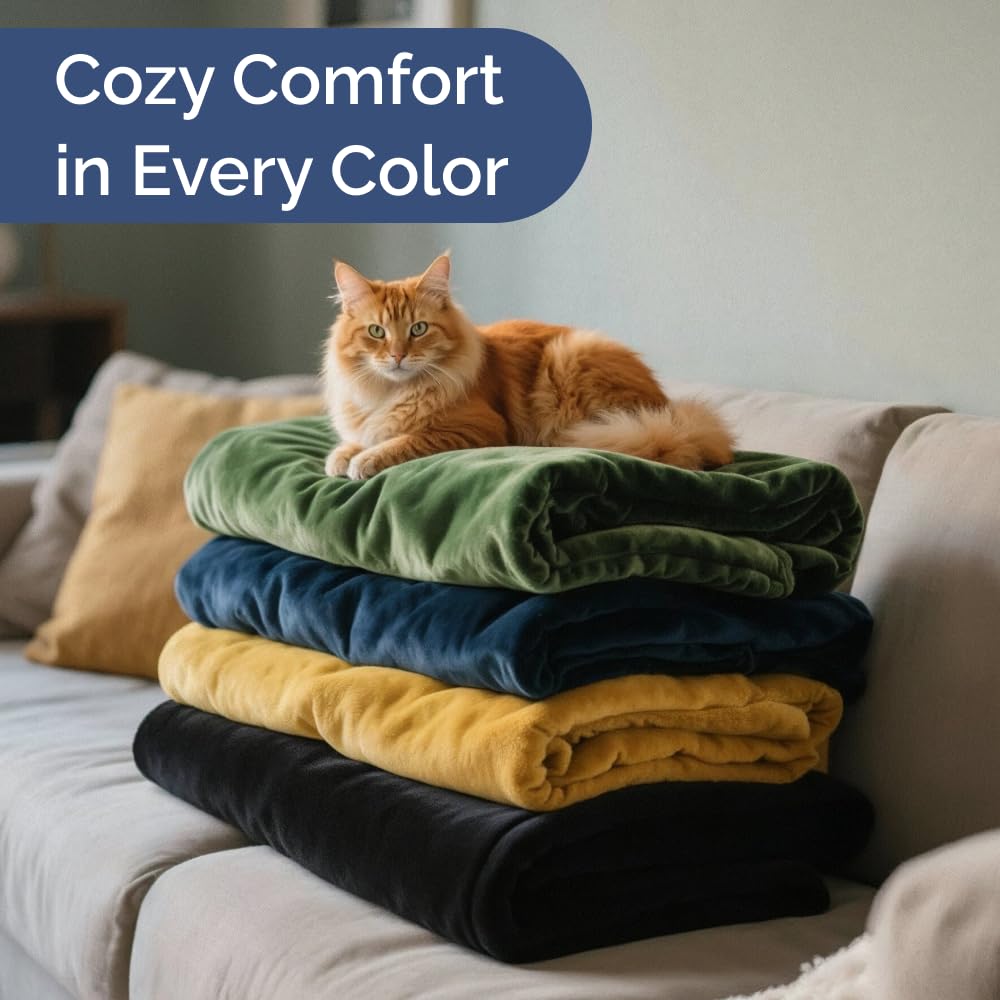 Ultra Soft Fleece Blanket Throw Size - Flannel Fleece Luxury Throw Blanket - Lightweight for Couch Bed Chair - Thick, Warm and Breathable - All Season Cozy Fuzzy, Anti-Static Microplush Bedding, Navy