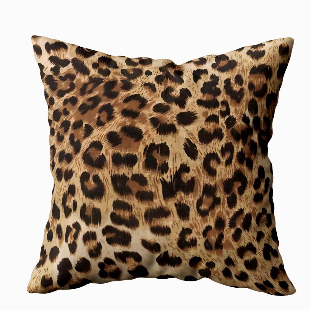 EMMTEEY Leopard Print Pillow Covers, 24x24 Throw-Pillow-Cover Set of 2 Cheetah Print Couch Pillow Cases Decorative Square Throw Pillows for Home Living Room Bedroom Bed Sofa Cushion Cover