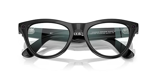 Ray-Ban Meta (Gen 1), Skyler, Shiny Black | Smart AI Glasses for Men, Women — 12 MP Ultra-Wide Camera, Open-Ear Speakers for Audio, Video Recording and Bluetooth — Clear Lenses — Wearable Technology