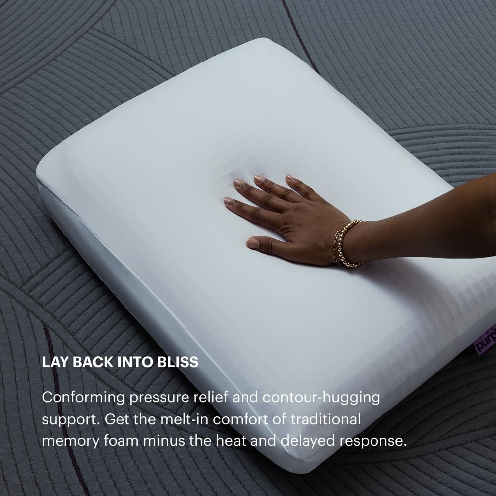 Purple DreamLayer Pillow - King Size - Cooling Memory Foam Alternative Neck Pillow, Soft Contour-Hugging GelFlex Grid and MicroAir Foam, Adjustable Loft, Pressure-Relieving Support