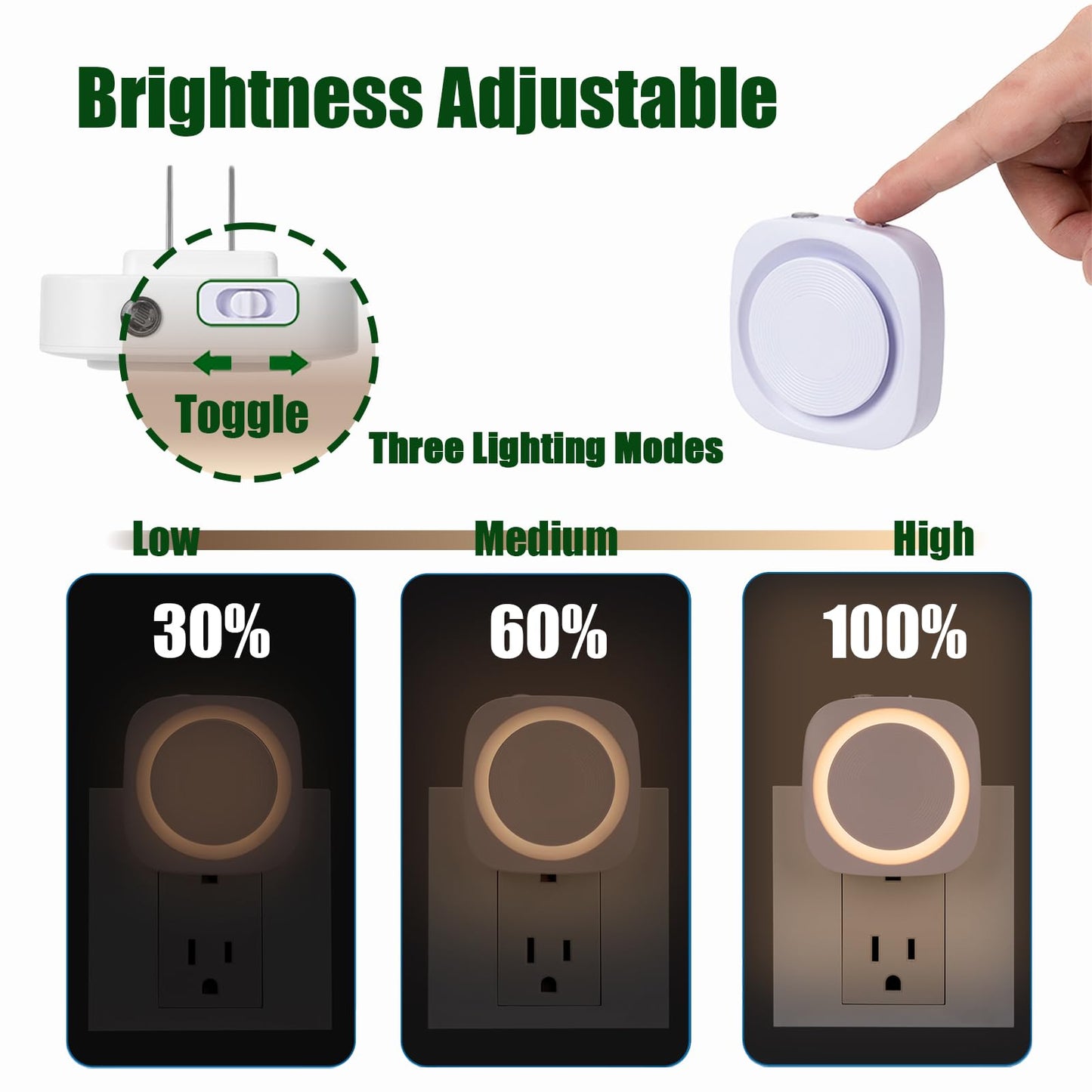 Fusunloh Warm White Night Lights Plug in to Wall,4 Packs Dimmable Night Light with Auto Dusk to Dawn Sensor,Soft Glow Night Light for Bathroom, Bedroom,Hallway, Stairs, Kitchen,Warm White