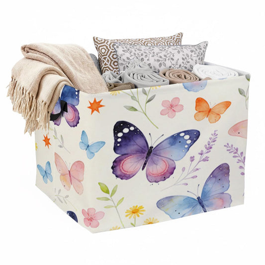 Fancy Butterfly Laundry Hamper 56L Large Laundry Basket with Handles, Foldable Clothes Hamper for Bedroom Bathroom, Decorative Toy Storage Bin, Home Decor Organizer for Blankets, Towels & Toys.