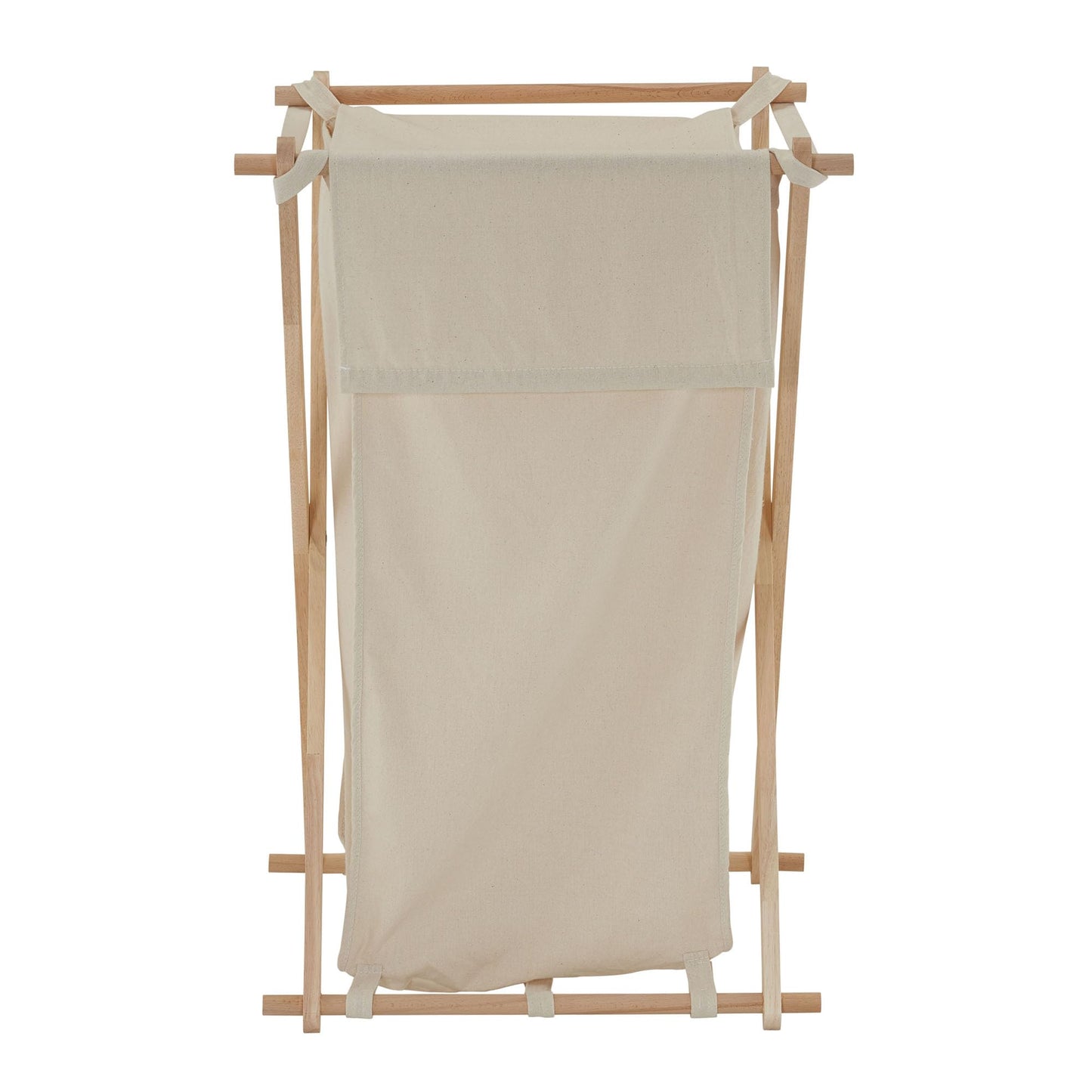 Household Essentials 6785-1 Collapsible Wood X-Frame Laundry Hamper with Fold Over Lid