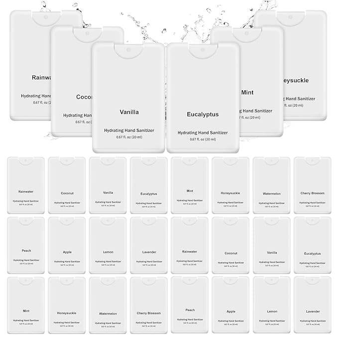 Frienda 48 Pcs Hydrating Hand Sanitizer Spray Bulk 2026 New Year Gift Mini Scented White Hand Sanitizer Spray Holiday Thank You Gift Bulk for Women Men Office Coworker Nurse Volunteer