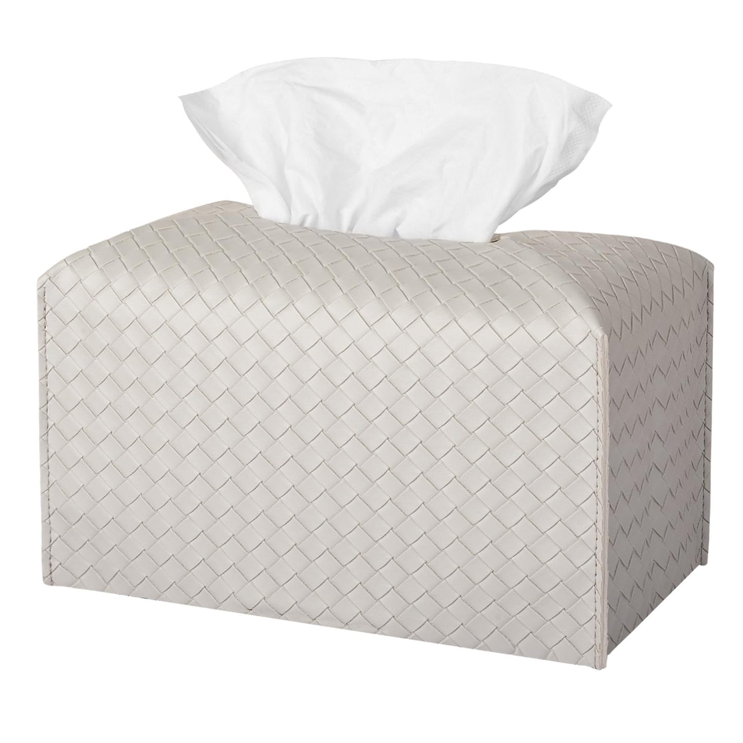 Tissue Box Cover PU Leather Tissue Holder Square Facial Tissue Case Facial Paper Organizer Dispenser for Bathroom, Vanity Countertop, Tabletop, Car, Rectangle, Misty Gray