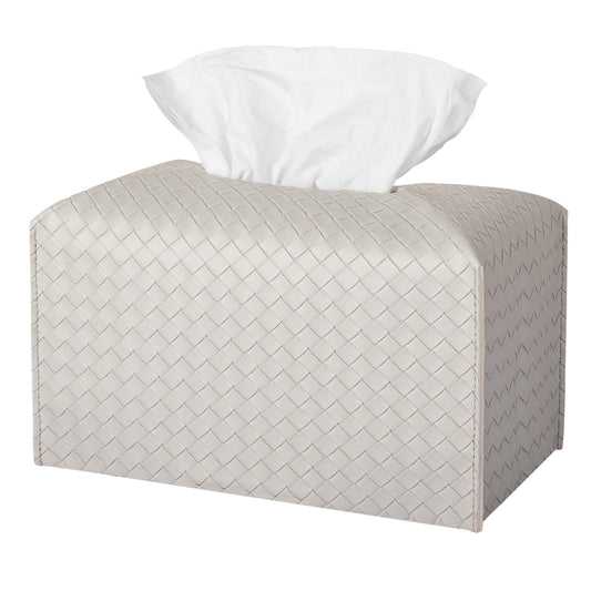 Tissue Box Cover PU Leather Tissue Holder Square Facial Tissue Case Facial Paper Organizer Dispenser for Bathroom, Vanity Countertop, Tabletop, Car, Rectangle, Misty Gray