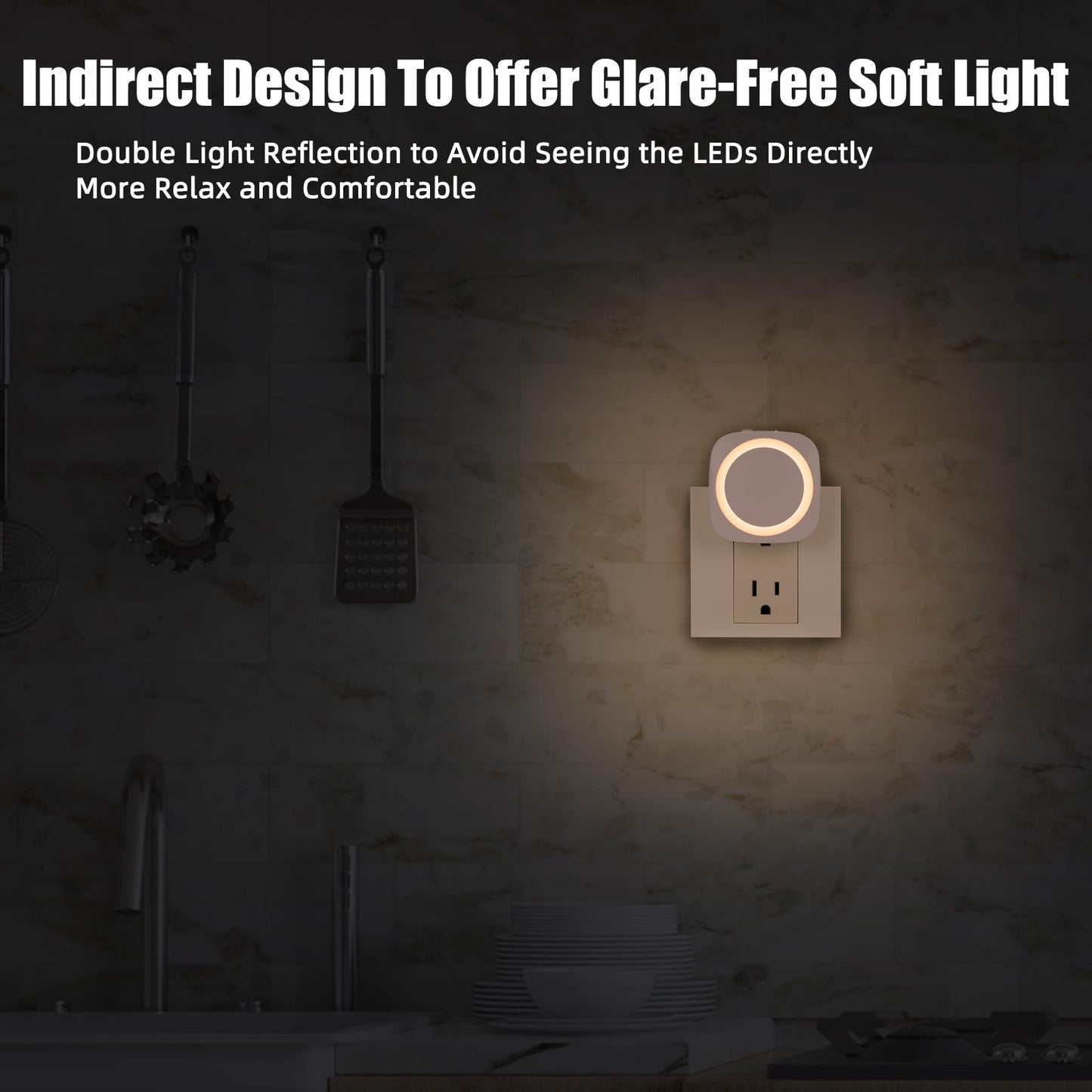 Fusunloh Warm White Night Lights Plug in to Wall,4 Packs Dimmable Night Light with Auto Dusk to Dawn Sensor,Soft Glow Night Light for Bathroom, Bedroom,Hallway, Stairs, Kitchen,Warm White
