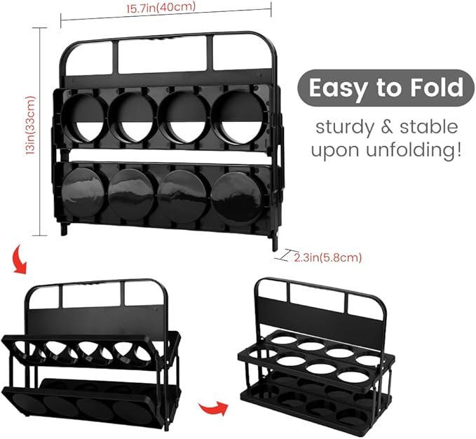 Reusable Drink Carrier with Handle for Food Delivery Drivers, Portable 8 Cup/Coffee Holder Accessories for Delivery, Foldable Drinks Caddy with Tray, Car Durable Plastic Festive Bottle, Vacation