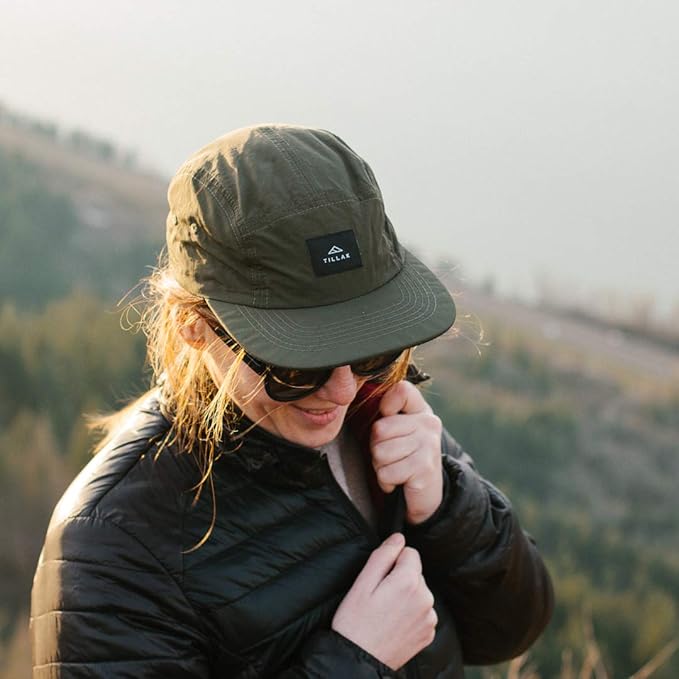 Tillak Wallowa Camp Hat, Lightweight Nylon 5 Panel Cap with Snap Closure