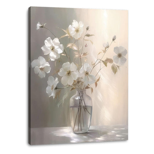 Canvas Wall Art Floral Bathroom Bedroom Framed Artwork Modern Wall Decoration 18x24 Inch Print for Kitchen Home Decor