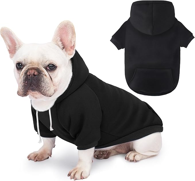 BAOBICUTE Dog Basic Hoodie Soft Dog Clothes Cold Weather Sweaters for Medium Large Dogs Cozy Fabric Warm Sweatshirt with Leash Hole (Black, M (Back: 16.54",Chest: 22.05", Neck: 16.54"))