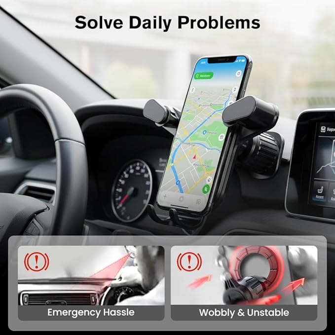 PVZXR Air Vent Car Phone Mount Holder,2026 New Wider Clamp & Metal Hook Car Phone Holder Vent [Thick Cases Friendly] Phone Holders for Your Car Mount Automobile Hands Free Cradle Air Vent (A-2PCS)