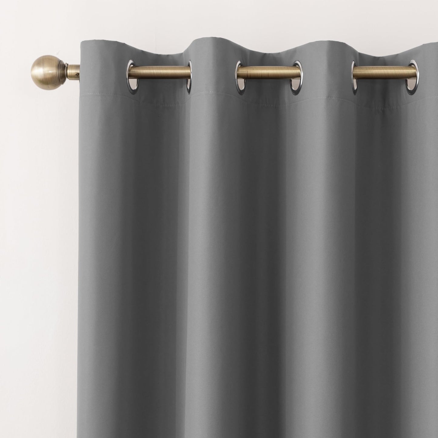 BIFENBI 100% Blackout Curtain for Bedroom - 1 Panel Thermal Room Darkening Grey Grommet Curtains for Living Room, Summer Heat Blocking Window Drapes, 52 x 84 inch