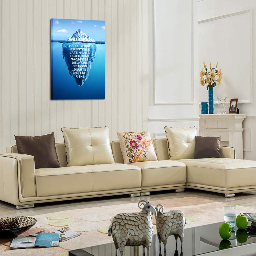 KREATIVE ARTS - Canvas Quotes Wall Art Success Inspiration Motivation Iceberg Poster Stretched Gallery Wraps Giclee Print Ready to Hang for Office and Home Decor 24x36inch