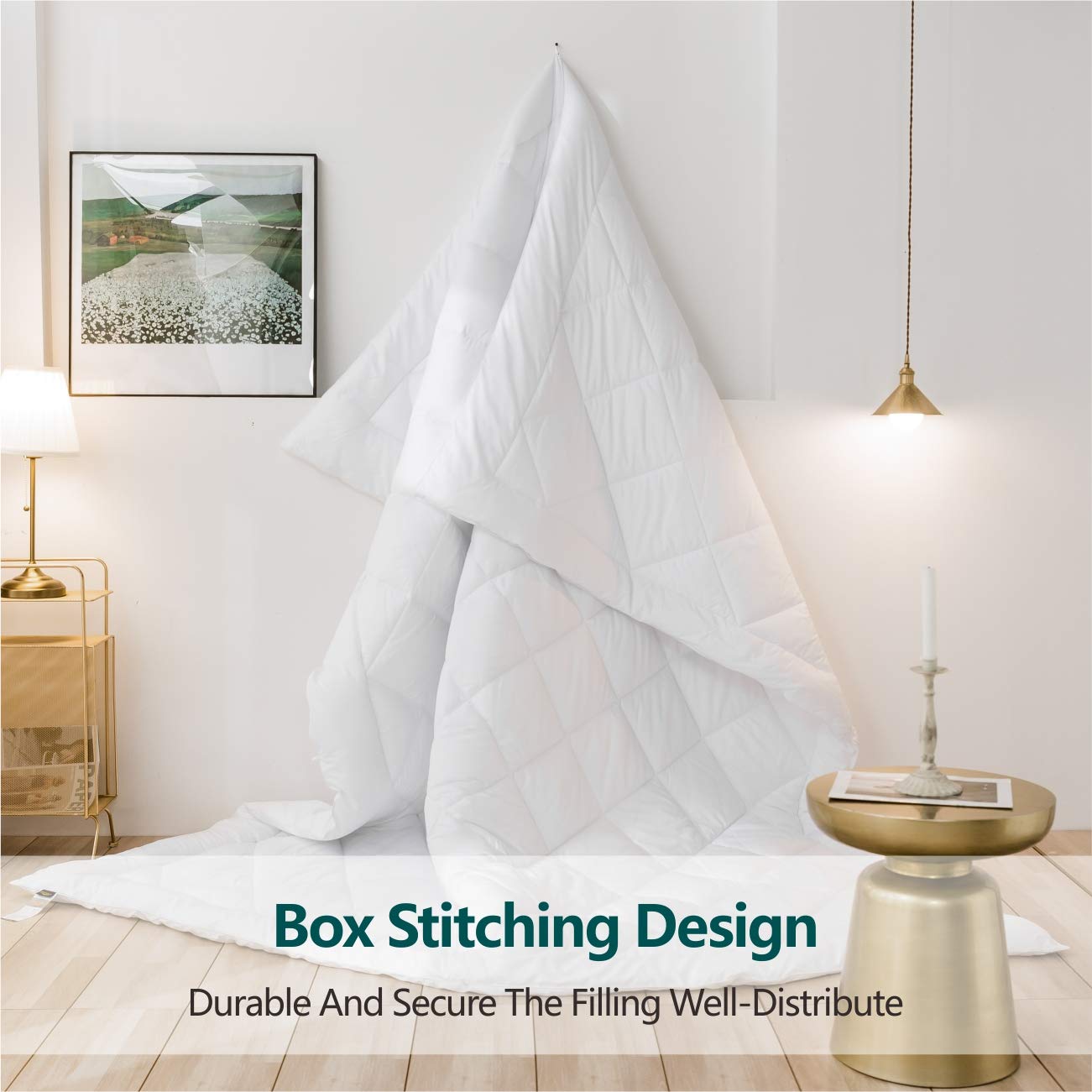 Cozynight Soft Oversized King Size Comforter Duvet Insert-Lightweight Down Alternative Comforter with Corner Tabs-Fluffy Breathable Diamond Stitched (White,110"x98")
