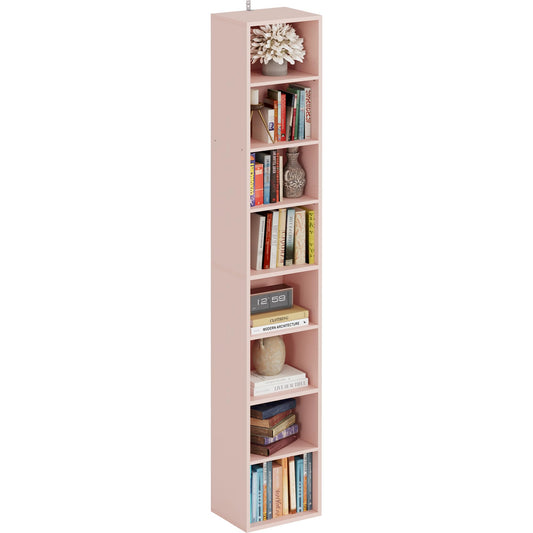 IRONCK Tall Narrow Bookshelf 8 Tiers, Compact Corner Bookcase, Floor Standing Display Storage Shelves 71 in Tall, Easy to Match for Living Room, Office, Study, Bedroom